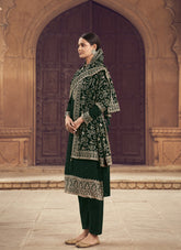 Santoon Salwar Suit in Dark Green
